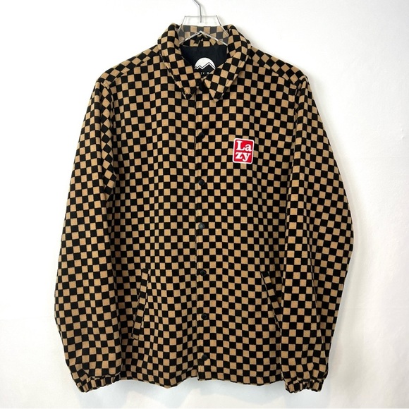 Lazy oaf brown buttons checker jacket S - Picture 1 of 9